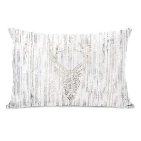 Reindeer Head - Cream Throw Pillow by OBC