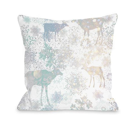 Glittered Reindeer - Multi Throw Pillow by OBC