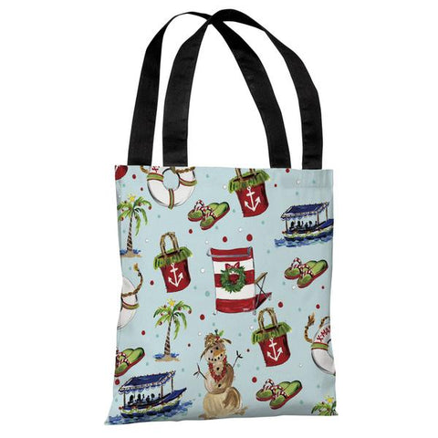 Beach Christmas Pattern - Blue Multi Tote Bag by Timree Gold