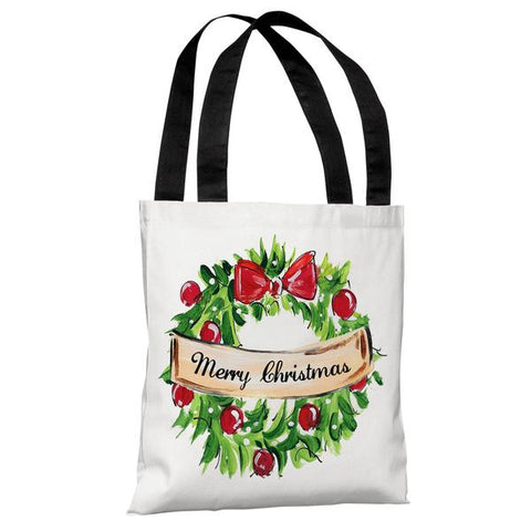 Christmas Wreath - White Multi Tote Bag by Timree Gold