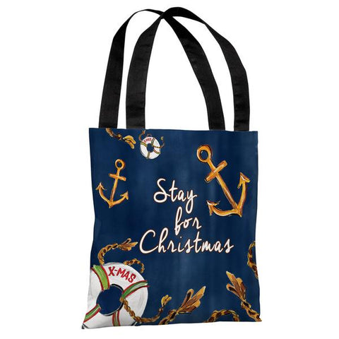 Stay for Christmas Nautical - Navy Multi Tote Bag by Timree Gold