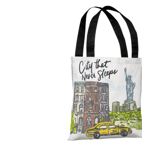City Sleeps - White Multi Tote Bag by Jeanetta Gonzales