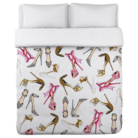 Party Dresses/Multiple Shoes - White Pink Gold Lightweight Duvet by Timree Gold