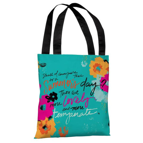 Summer's Day Quote - Blue Multi Tote Bag by Jeanetta Gonzales