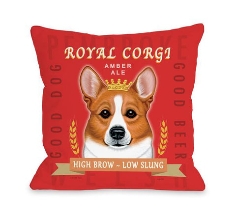 Corgi Red Multi Throw Pillow by Retro Pets