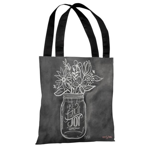 Be Full of Joy - Gray White Tote Bag by Lily & Val