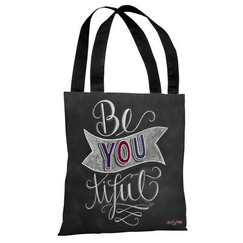 Be YOU tiful - Gray White Tote Bag by Lily & Val