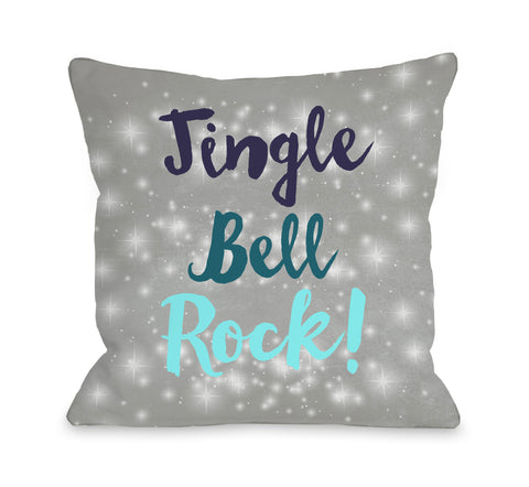 Jingle Bell Rock - Gray Sparkles Throw Pillow by OBC 16 X 16