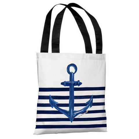 Anchor Half Stripe - White Gold Tote Bag by Timree Gold