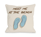 Meet Me At The Beach - Tan Blue Throw Pillow by OBC 18 X 18