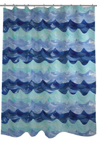Water Waves Pattern - Blue Shower Curtain by Timree Gold