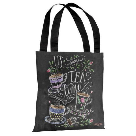 Tea Time - Gray Multi Tote Bag by Lily & Val