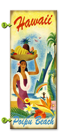 Wahine Fruit Hat Metal 14x36
