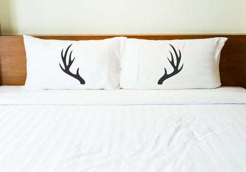 Antlers - Charcoal Set of 2 Pillow Case by OBC 20 X 30