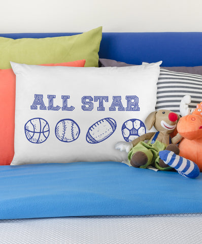All Star - Blue Single Pillow Case by OBC 20 X 30