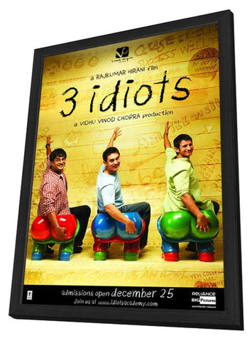 3 Idiots 11 x 17 Movie Poster - Indian Style B - in Deluxe Aluminum Frame