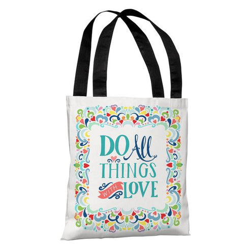 All Things with Love - White Multi Tote Bag by Pen & Paint
