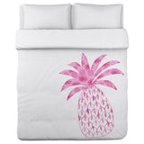 Pleasant Pineapple - White Pink Lightweight Duvet by Pen & Paint