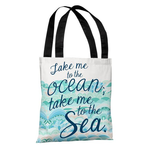 Take Me to the Ocean - Blue Tote Bag by Pen & Paint