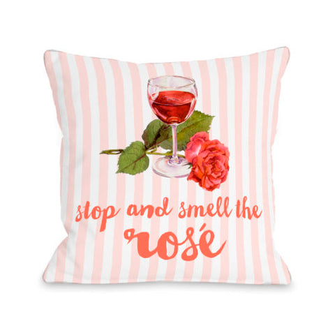 Stop and Smell The Rose - Pink Multi Throw Pillow by OBC 16 X 16