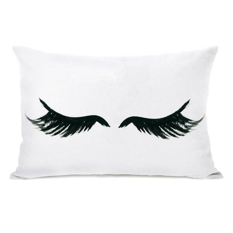 Gorgeous Lashes - White Black Throw Pillow by lezleeelliot