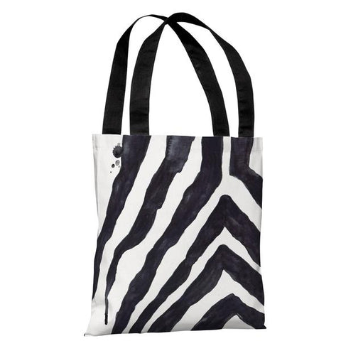Stripey Zebra - White Black Tote Bag by lezleeelliot