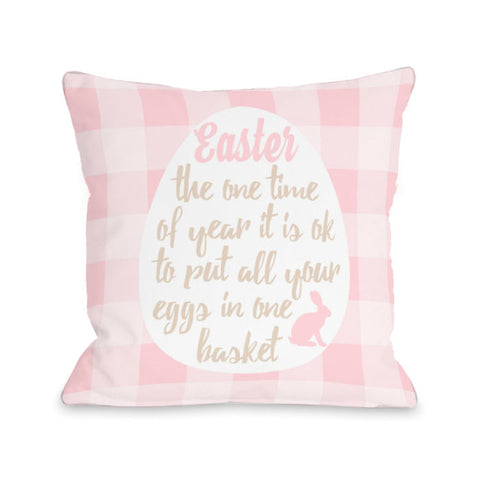 eggs in one basket - Pink Throw Pillow by OBC 18 X 18