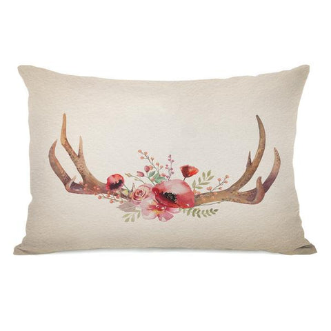 Christmas Antlers Throw Pillow by OBC