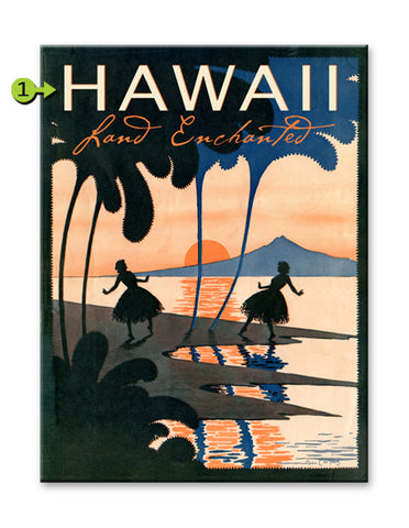 Land Enchanted Blue/Orange Hula Dancers Metal 28x38