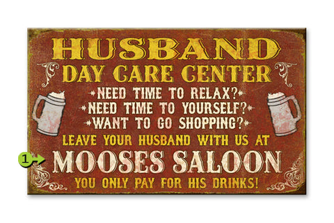 Husband Daycare Red Metal 23x39