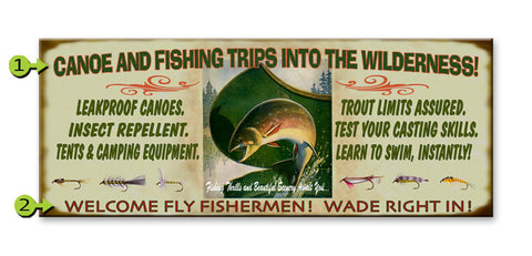 Canoe Wilderness Sign Wood 17x44