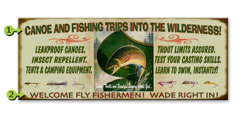 Canoe Wilderness Sign Metal 14x36
