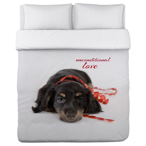 Unconditional Love Pup Lightweight Duvet by Rachael Hale