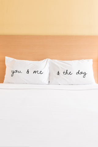 You And Me And The Dog - Black Set of Two Pillow Case by OBC 20 X 30