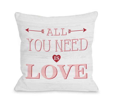 All You Need Is Love Wood - White Throw Pillow by OBC 18 X 18