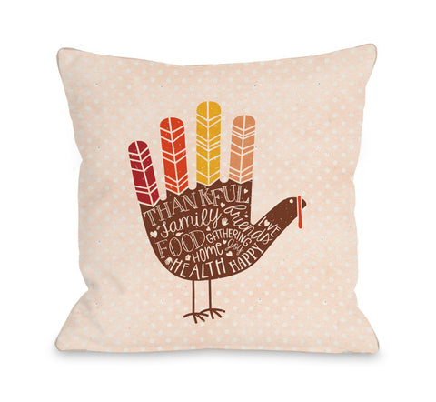 Turkey Hand - Multi Throw Pillow by OBC 18 X 18