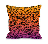 Halloween Scribbles - Multi Throw Pillow by OBC 18 X 18