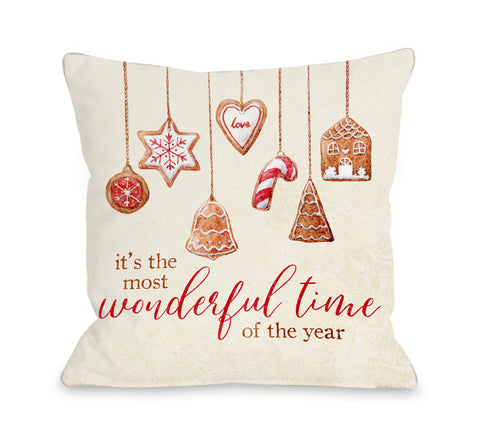 Most Wonderful Time Cookies - Tan Throw Pillow by OBC 18 X 18
