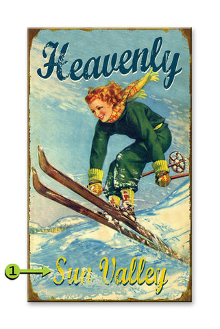Heavenly Ski Wood 18x30