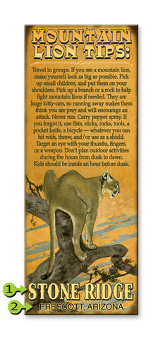 Mountain Lion Warning Metal 14x36