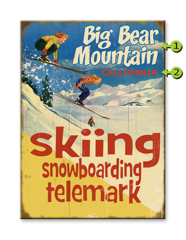 Skiing, Snowboarding, Telemark Metal 23x31