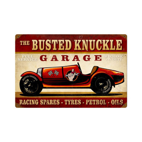 Vintage Race Car Metal Sign Wall Decor 18 x 12
