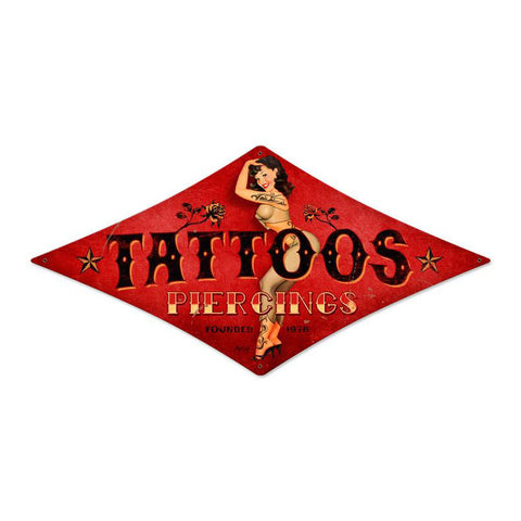 Tattoos Metal Sign Wall Decor 12 x 24
