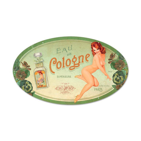 Cologne Pinup Metal Sign Wall Decor 14 x 24