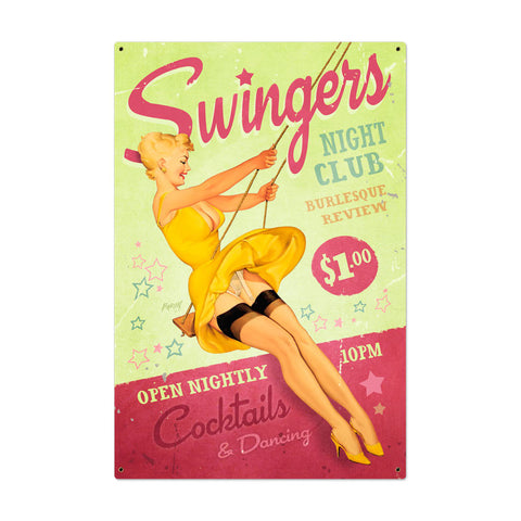 Swingers Club Metal Sign Wall Decor 36 x 24