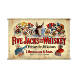 Five Jacks Whiskey Metal Sign Wall Decor 38 x 25