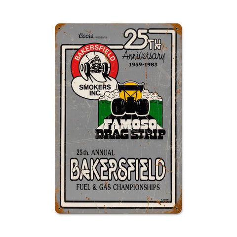 25th Ann Bakersfield Metal Sign Wall Decor 18 x 12