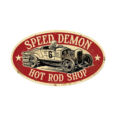Speed Demon HRShop Oval Metal Sign Wall Decor 24 x 14