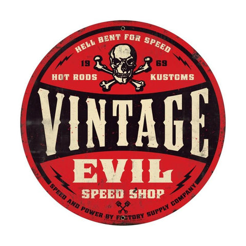 Vintage Evil red skull 28 Metal Sign Wall Decor 28 x 28