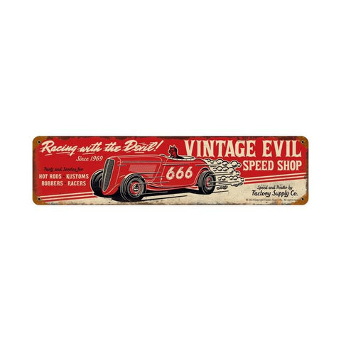 Vintage Evil racing devil 20 Metal Sign Wall Decor 20 x 5